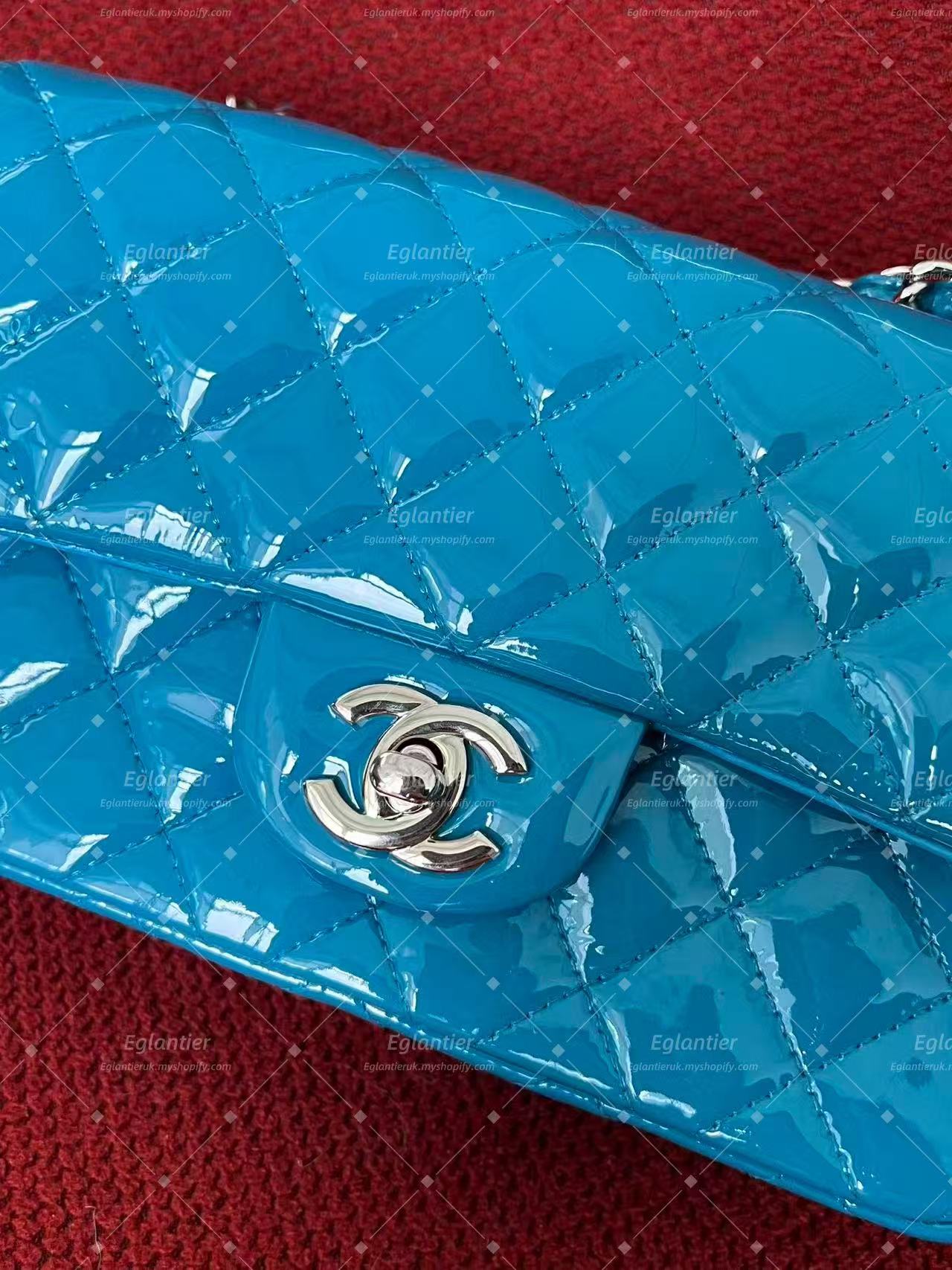 Chanel Timeless Classic flap mini rectangle patent blue
