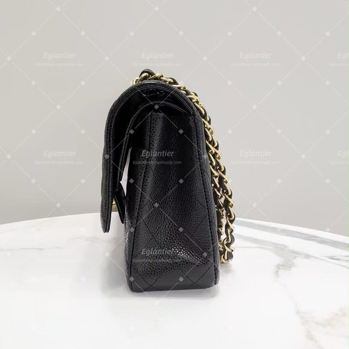 Chanel Timeless Classic double flap black medium caviar gold hardware with ID card