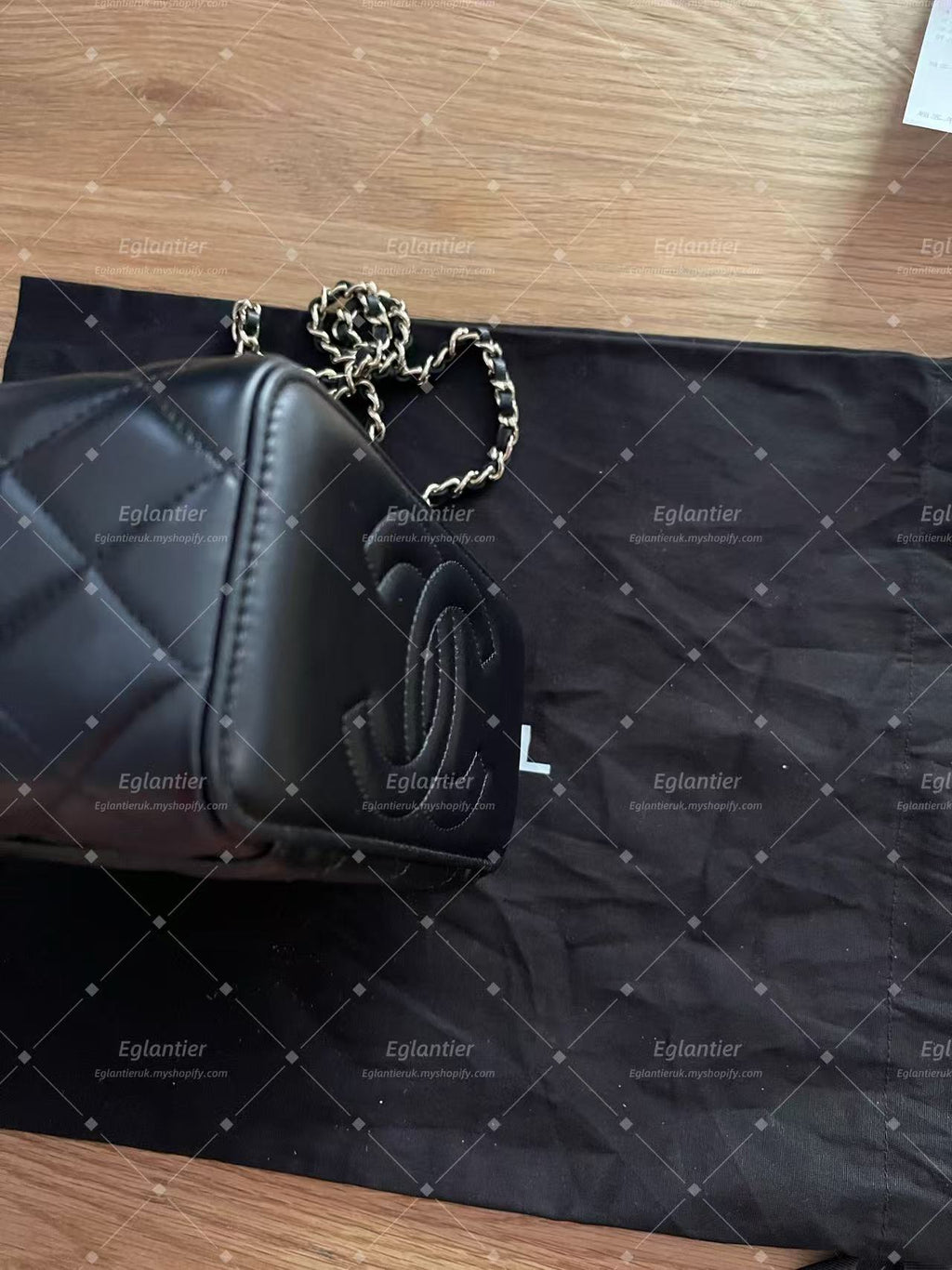 Chanel Black Quilted Chain Shoulder Crossbody Handbag Top Handle Bag