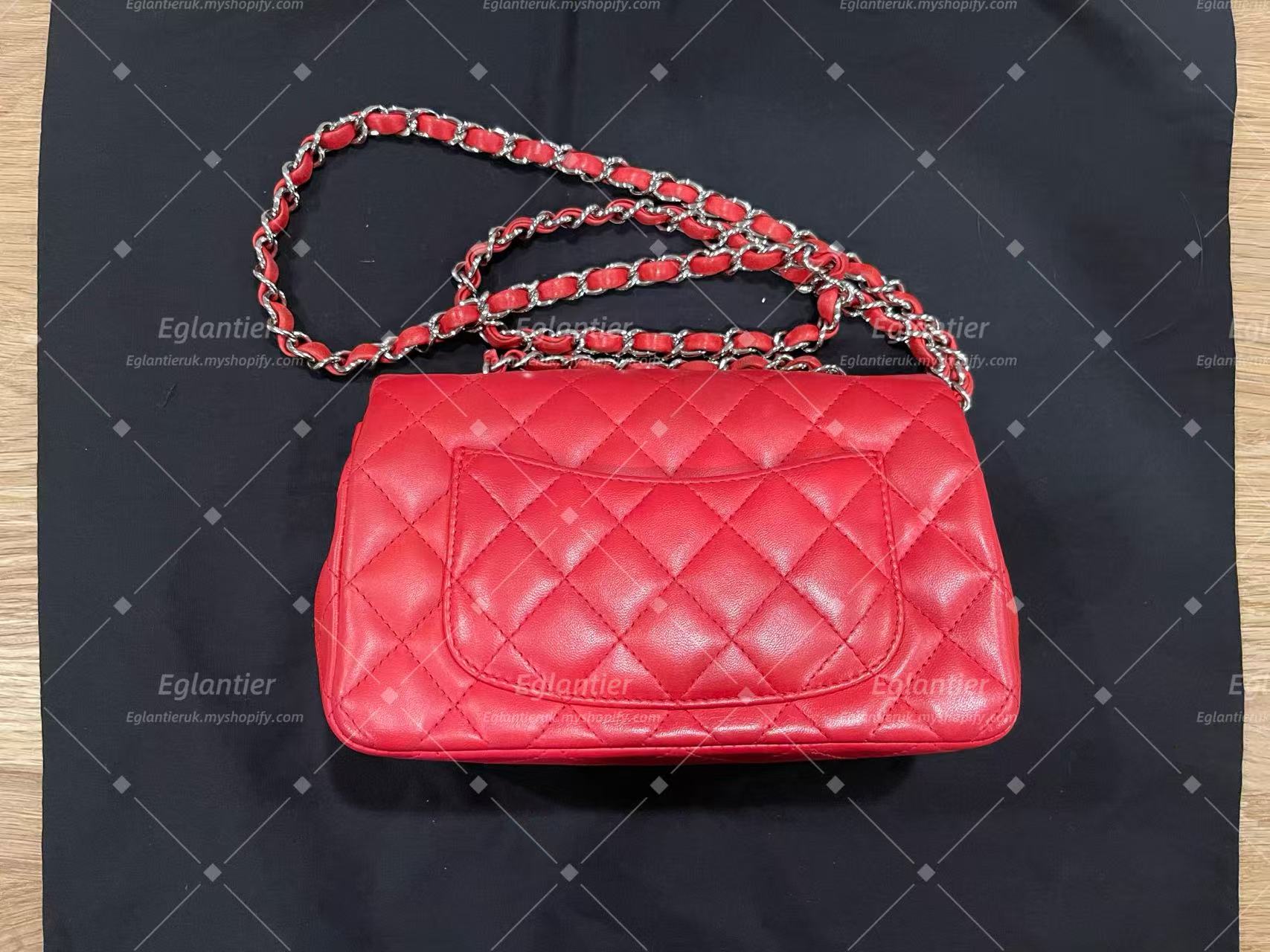 Chanel Timeless Classic flap mini rectangle lambskin red
