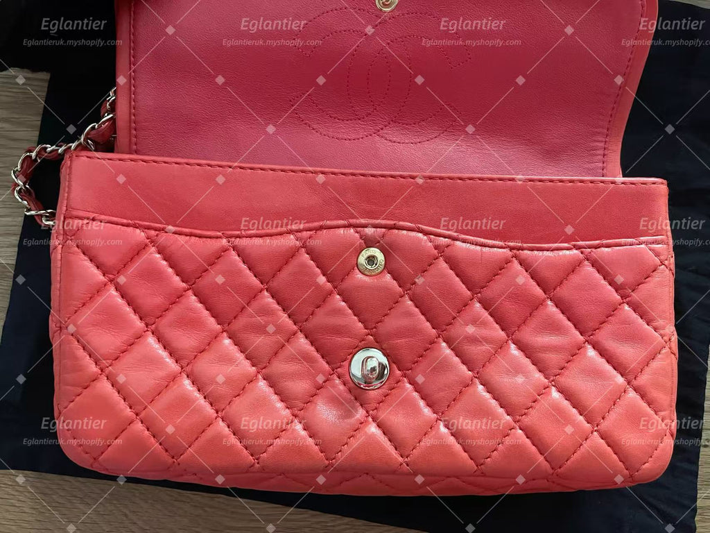 Chanel Timeless Classic double flap bag red silver hardware