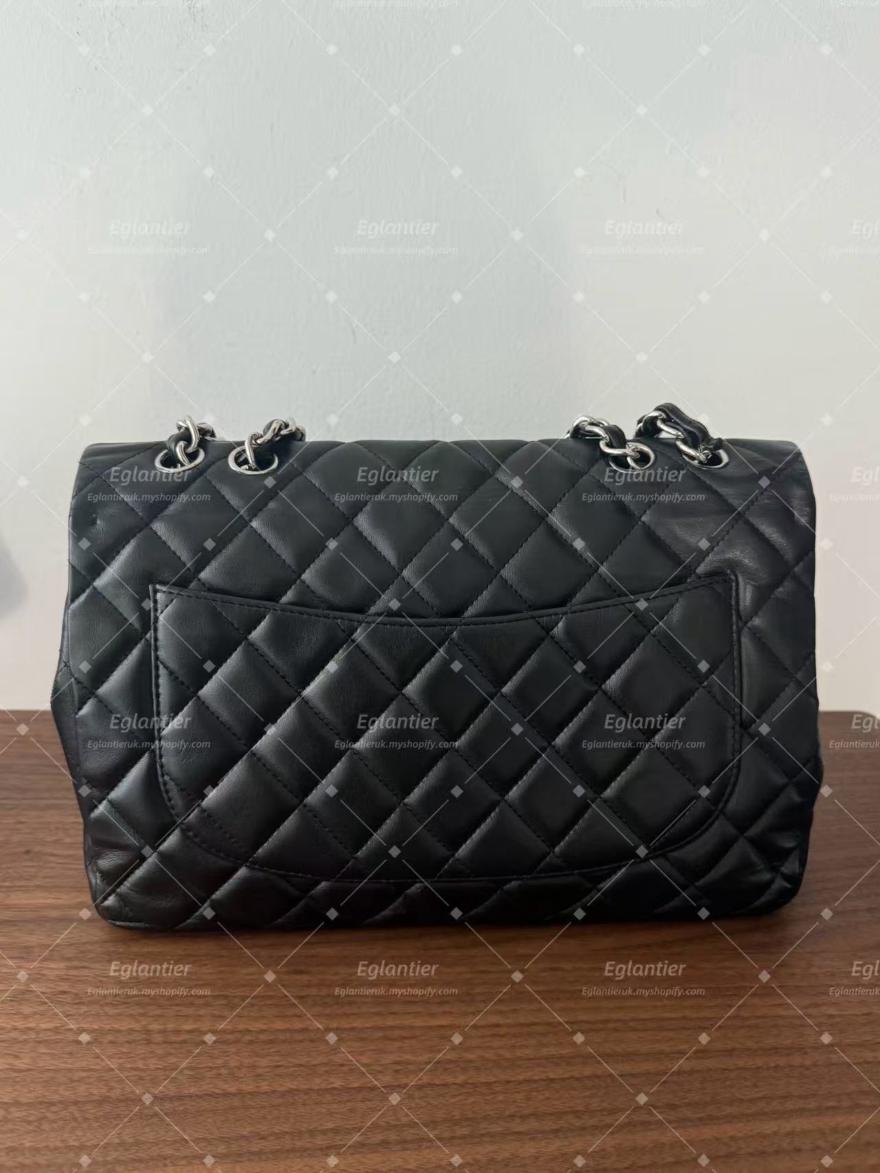 Chanel Timeless Classic single flap jumbo lambskin black silver hardware