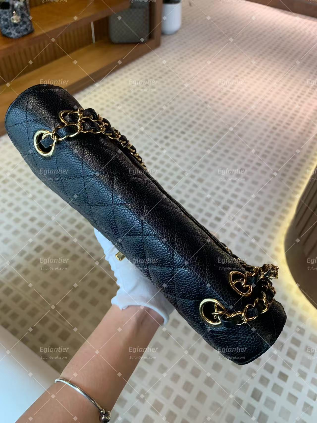Chanel Timeless Classic Double Flap | Medium | Black Caviar | Gold Hardware | Pre-Owned| ID CARD
