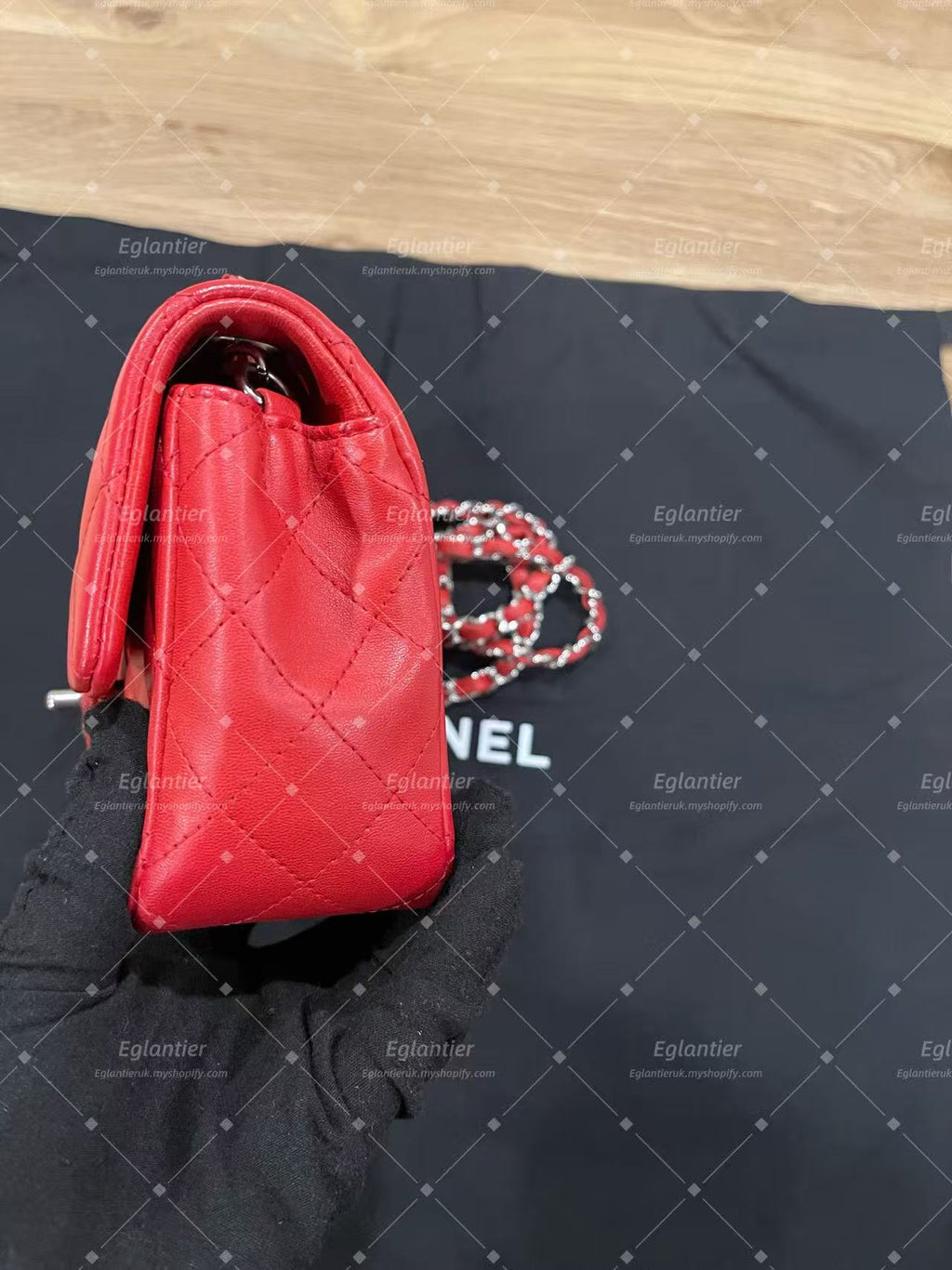 Chanel Timeless Classic flap mini rectangle lambskin red