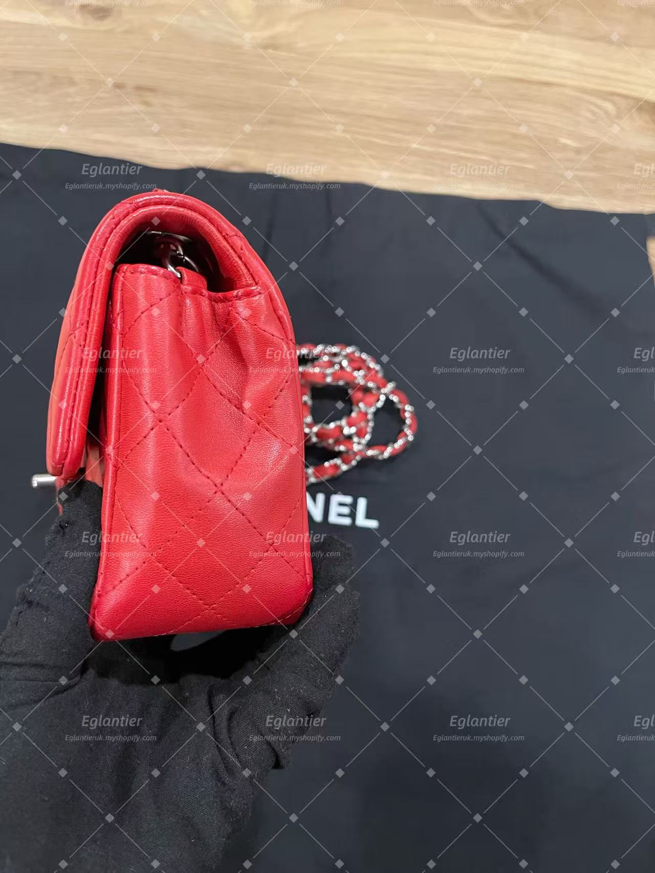 Chanel Timeless Classic flap mini rectangle lambskin red