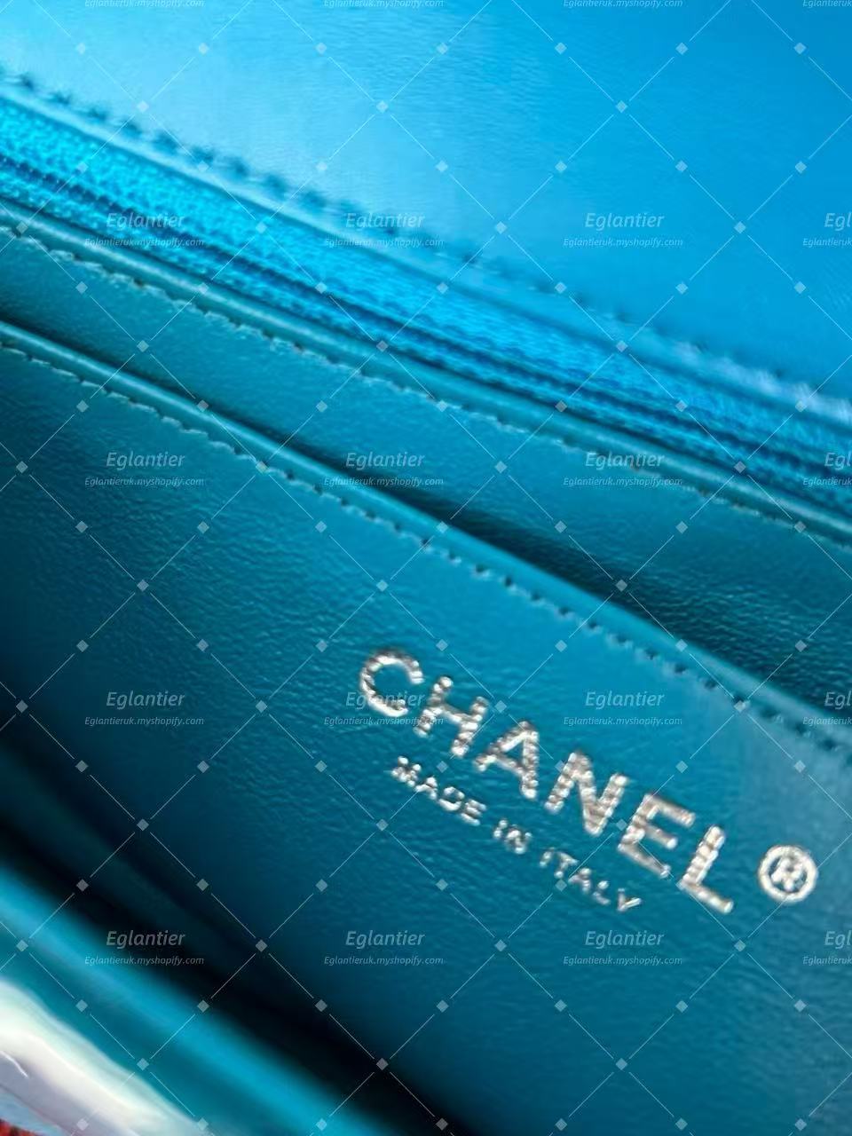 Chanel Timeless Classic flap mini rectangle patent blue