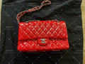 Chanel Timeless Classic Double flap medium patent red