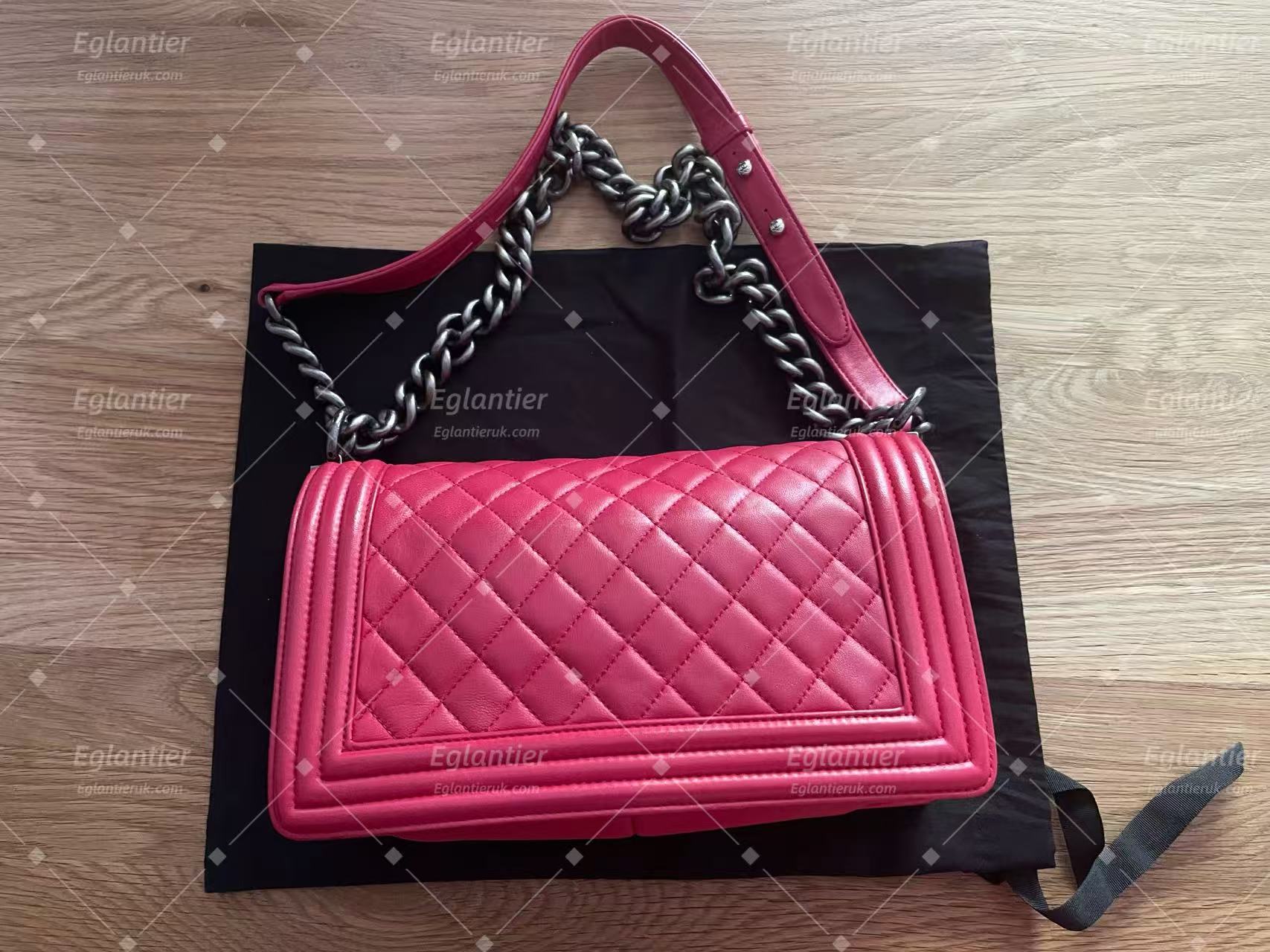 Chanel leboy flap bag medium pink lambskin silver hardware
