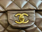 Chanel single flap bag Chocolate jumbo gold hardware lambskin