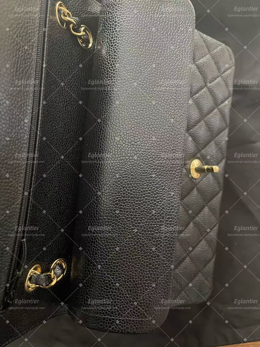 Chanel Timeless Classic double flap black medium caviar gold hardware microchip
