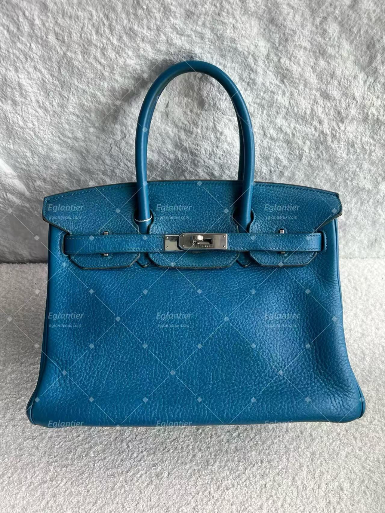 Hermès Birkin 30 Blue Togo Leather Palladium Hardware | Authentic Pre-Owned