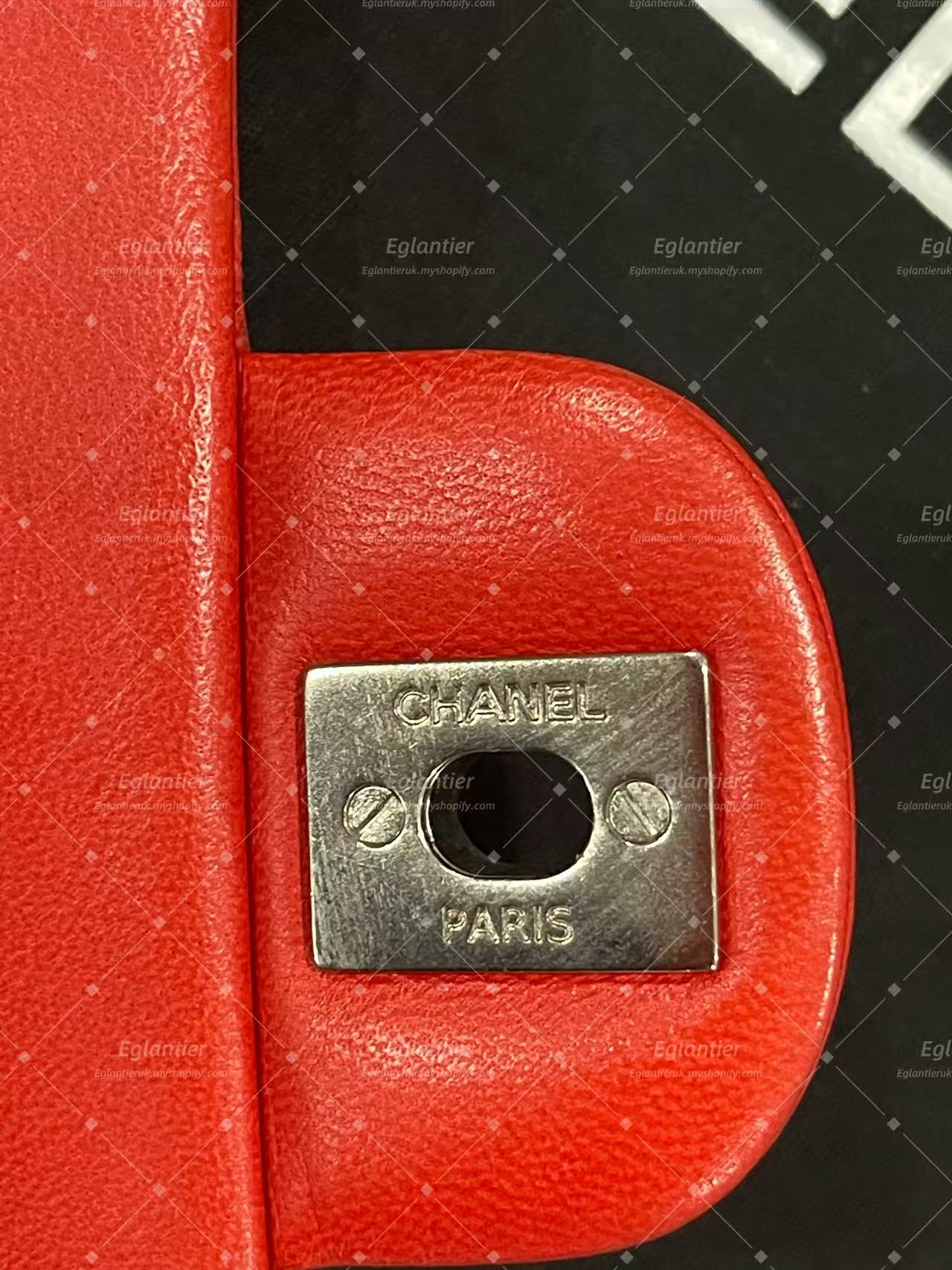 Chanel Timeless Classic flap mini rectangle lambskin red
