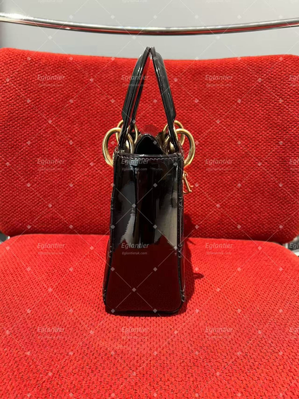 lady dior mini black patent leather gold hardware