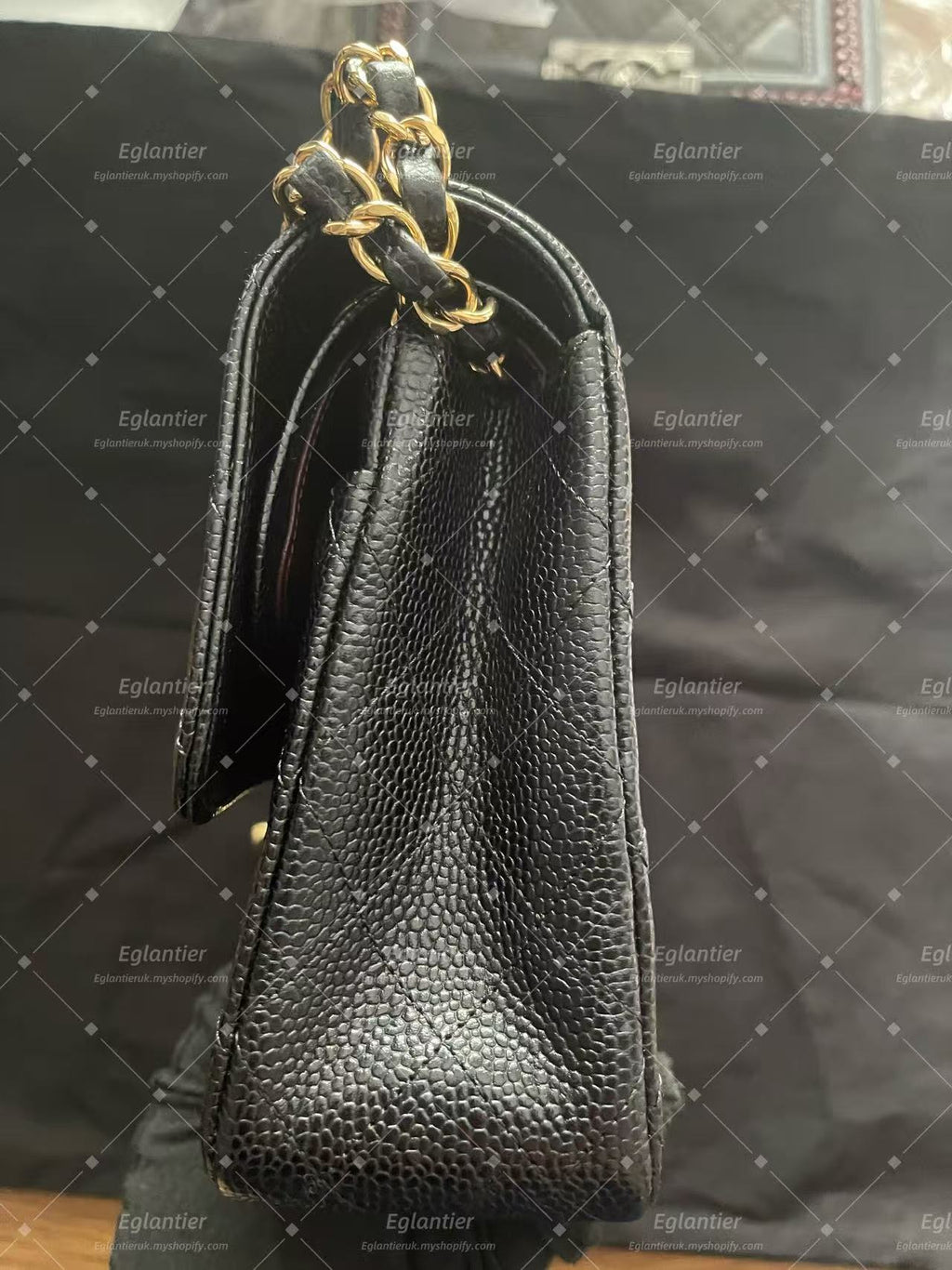 Chanel Timeless Classic double flap black medium caviar gold hardware microchip