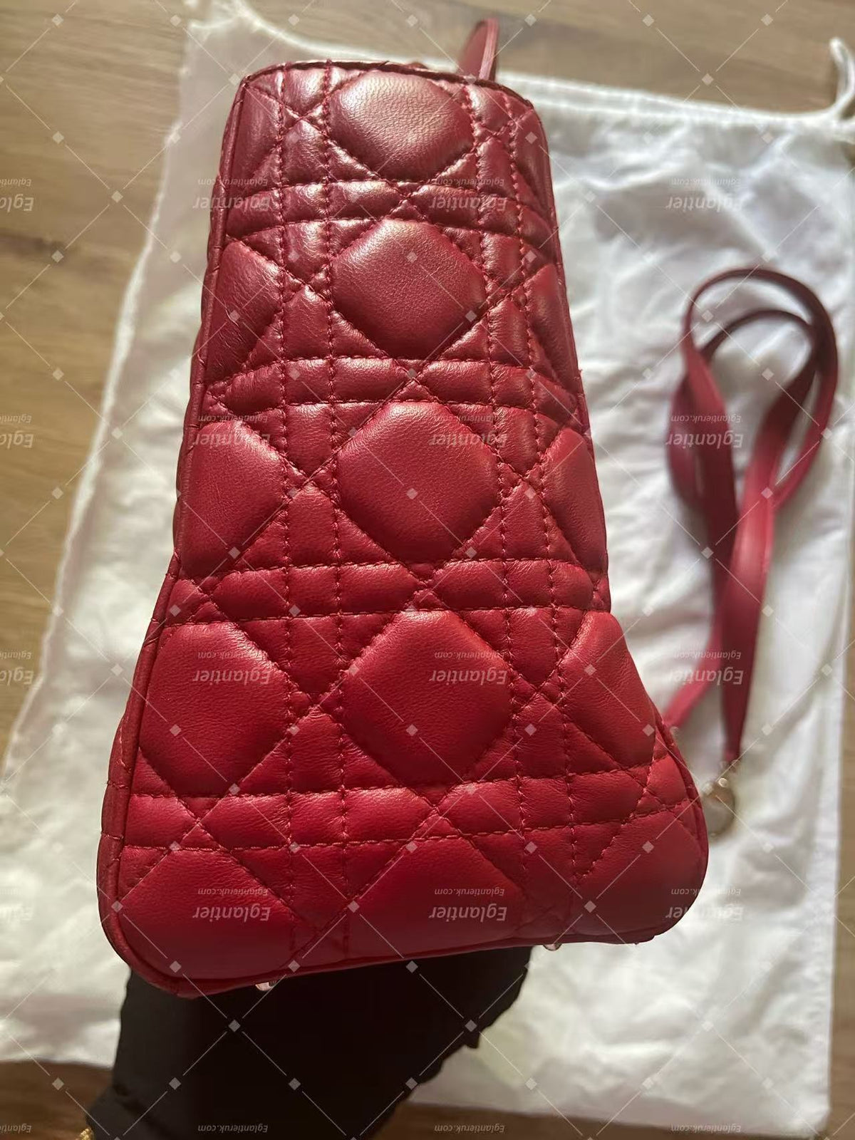 lady dior medium red lambskin
