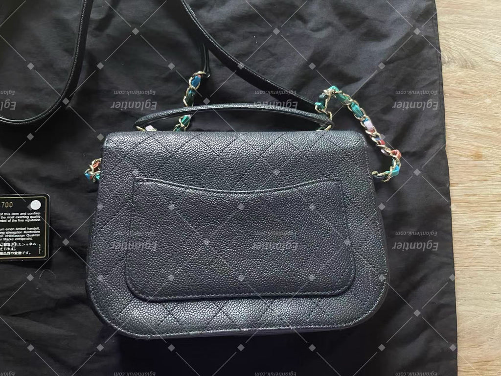 chanel small black flap bag with ID card gold hardware
