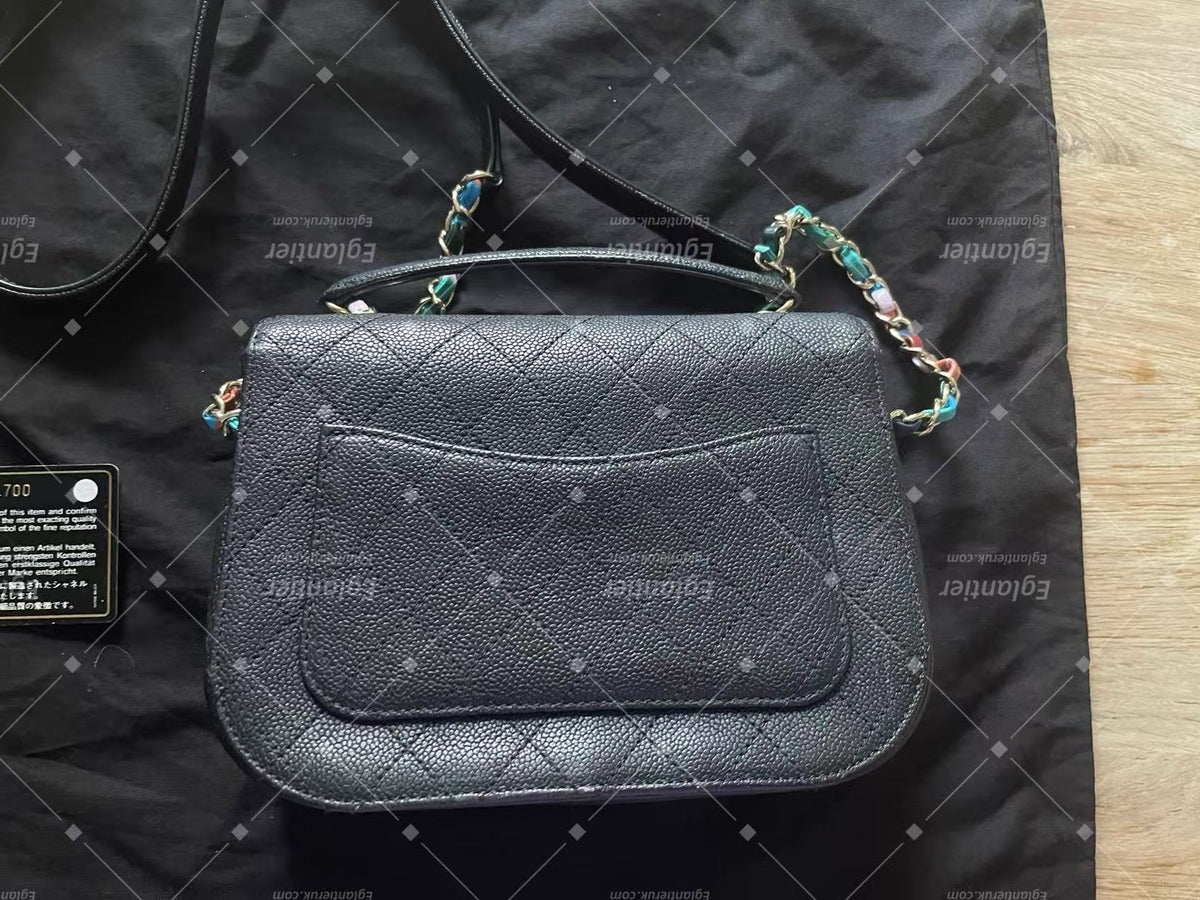 chanel small black flap bag with ID card gold hardware