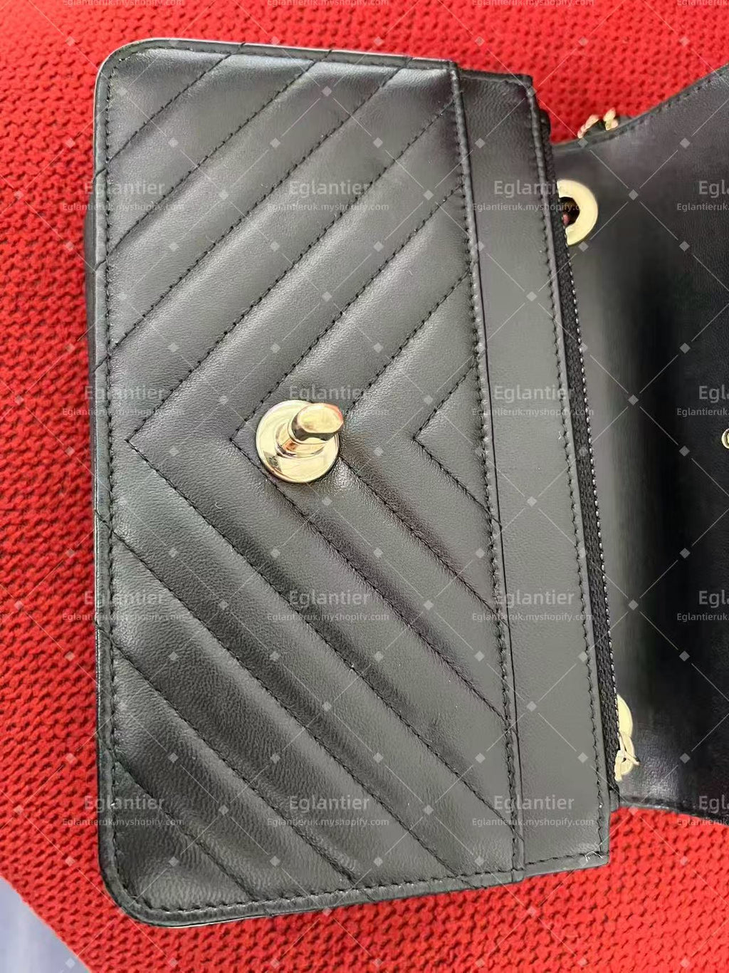 chanel black trendy CC wallet on Chain (WOC)