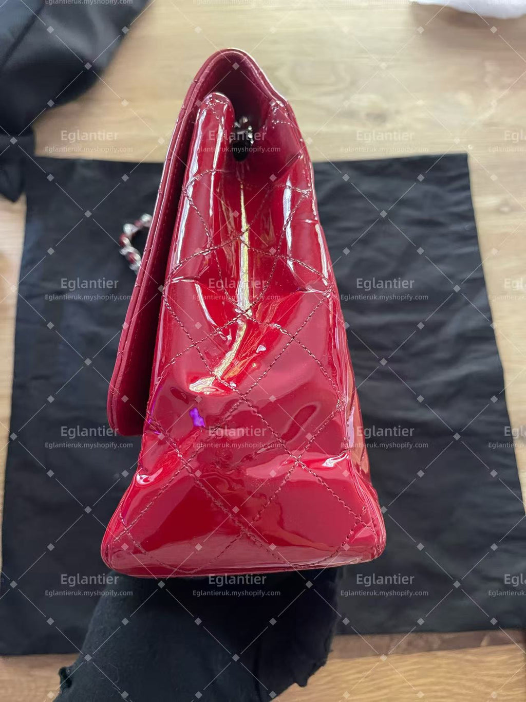 Chanel Timeless Classic flap maxi patent red