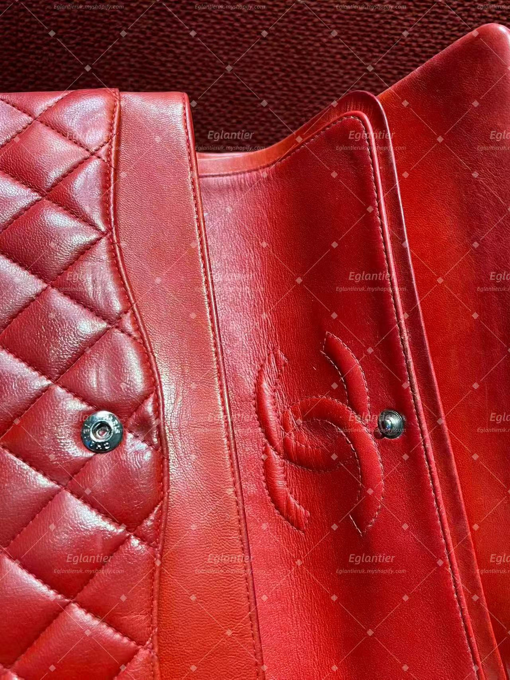 Chanel Timeless Classic double flap red lambskin medium