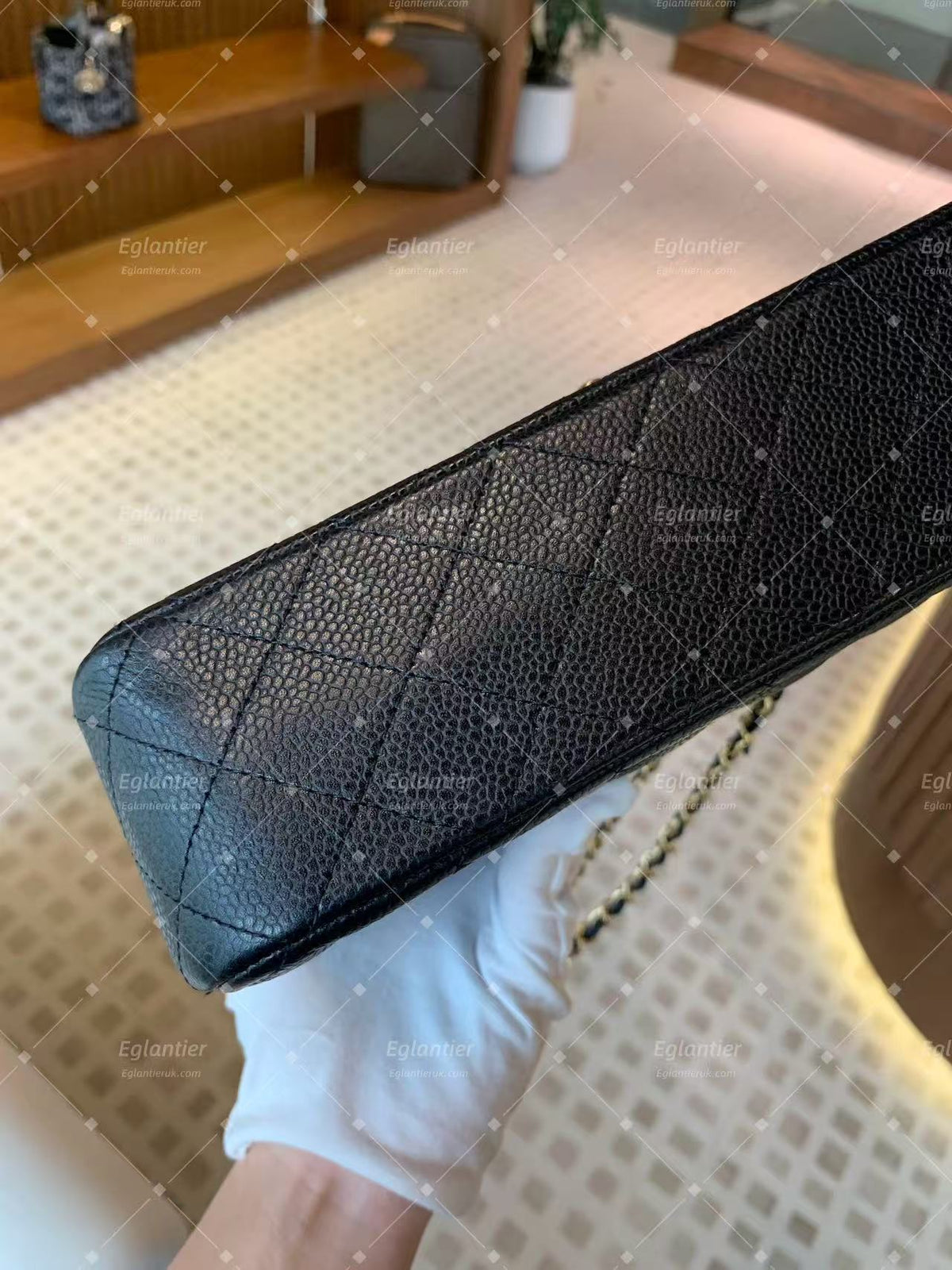 Chanel Timeless Classic Double Flap | Medium | Black Caviar | Gold Hardware | Pre-Owned| ID CARD