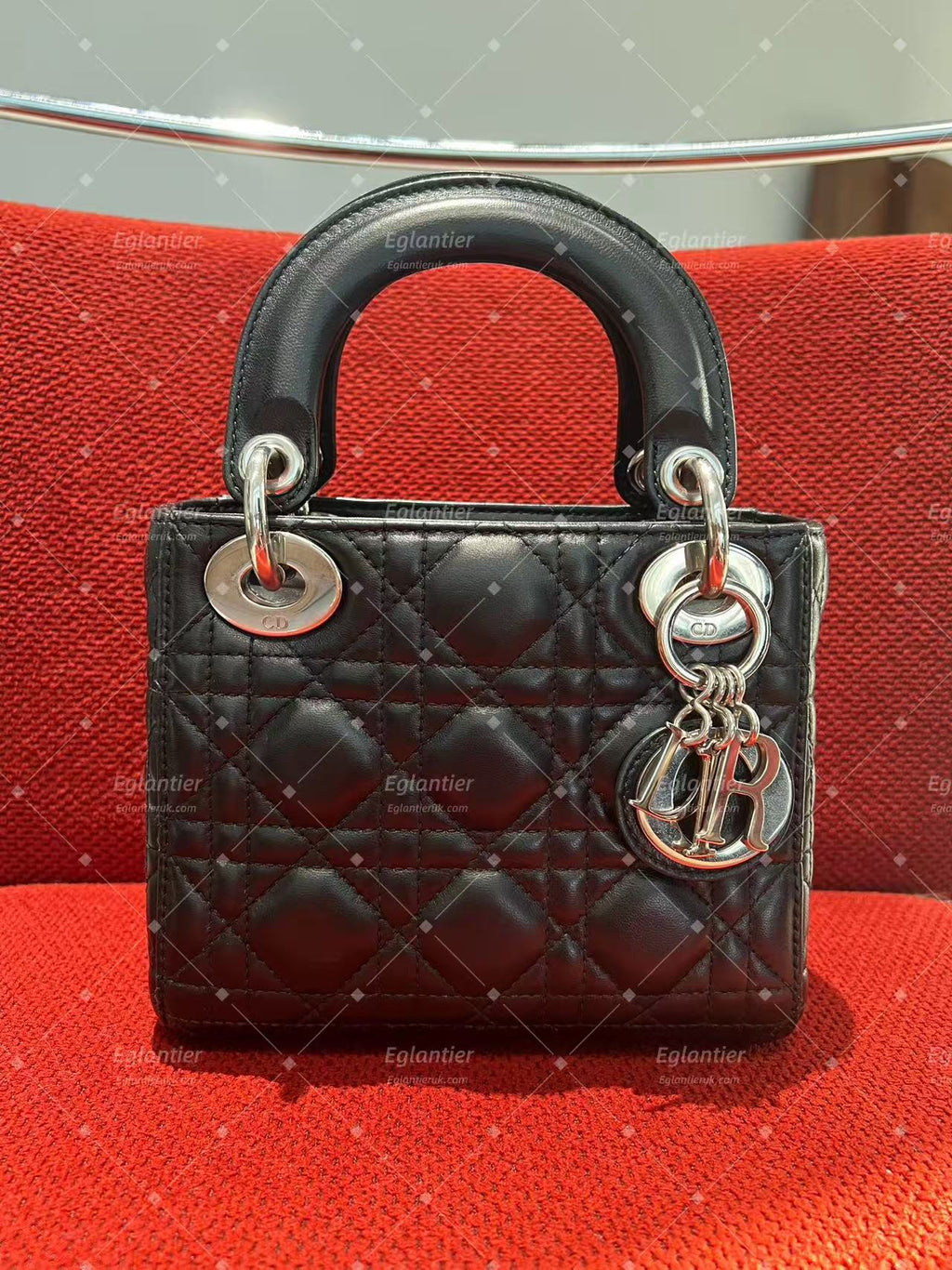 lady dior mini black lambskin silver hardware