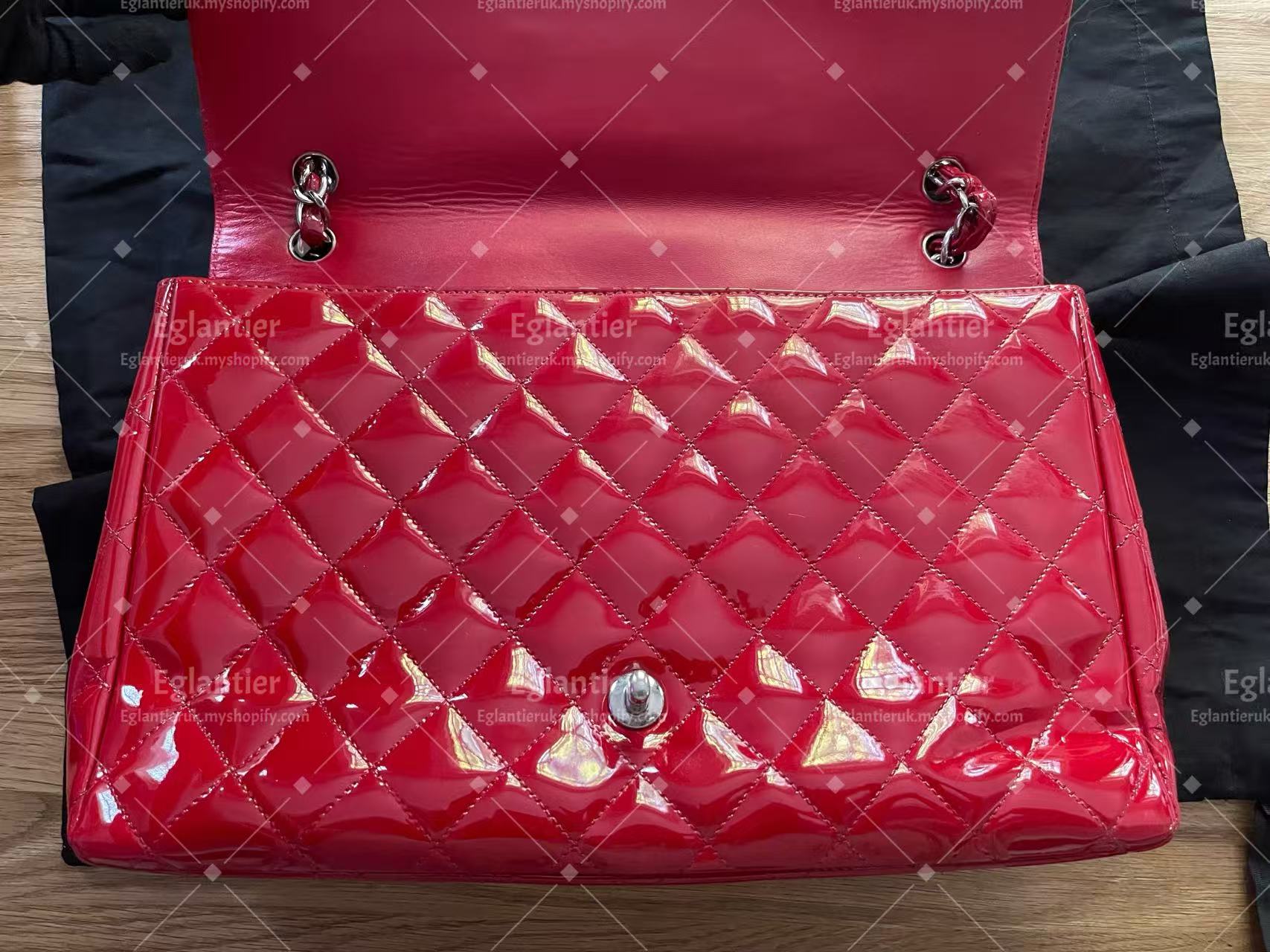 Chanel Timeless Classic flap maxi patent red