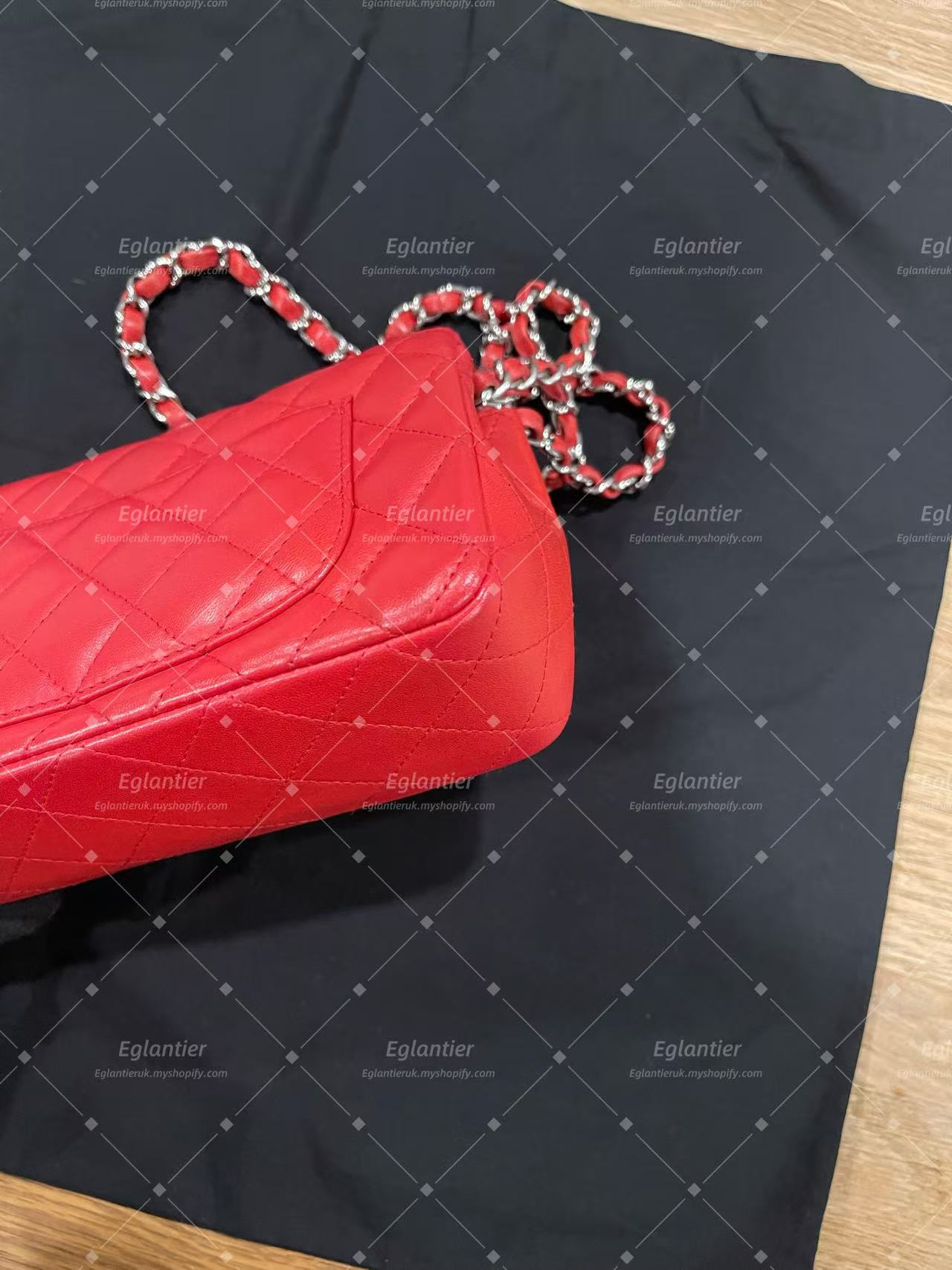 Chanel Timeless Classic flap mini rectangle lambskin red