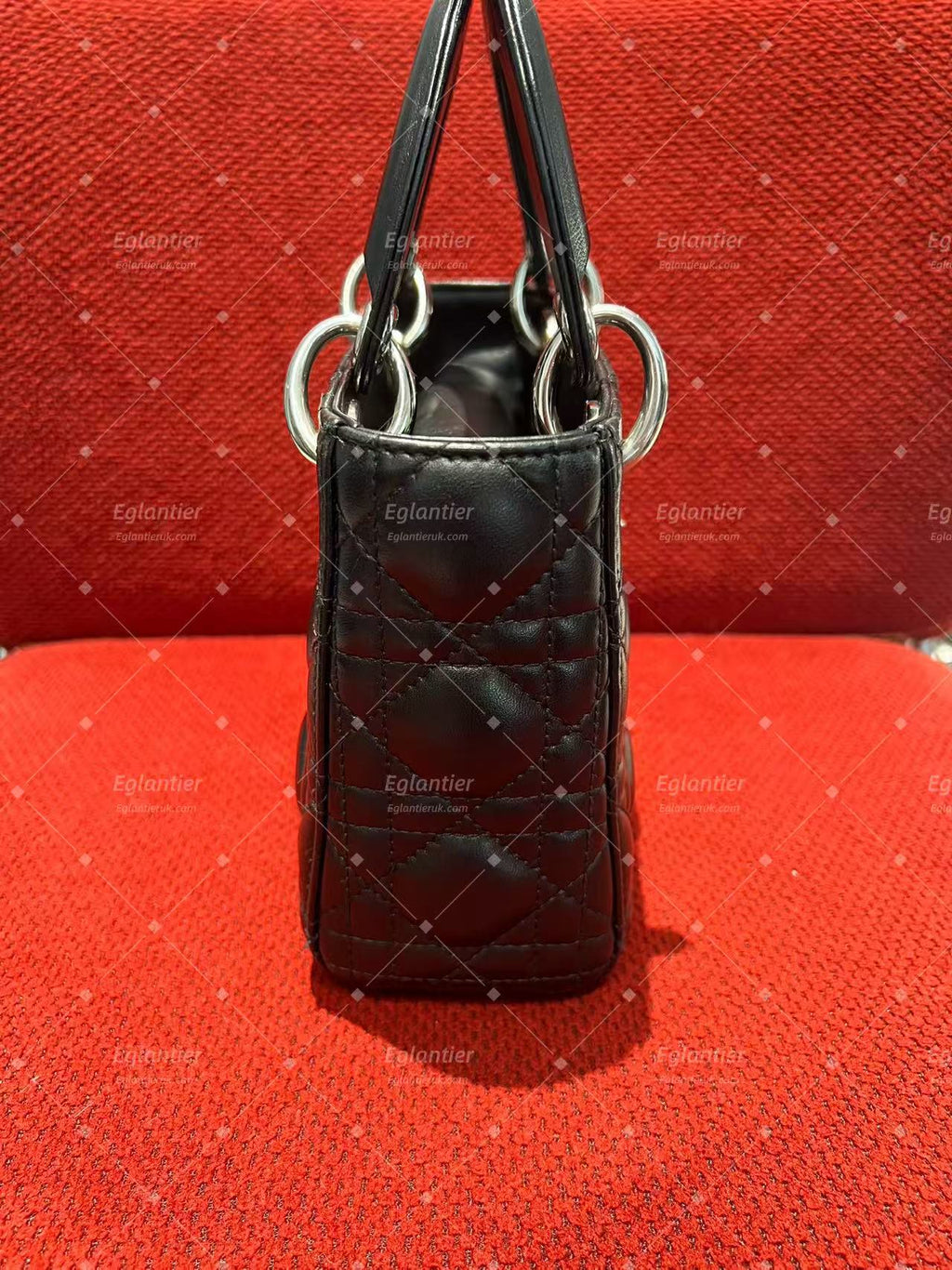 lady dior mini black lambskin silver hardware