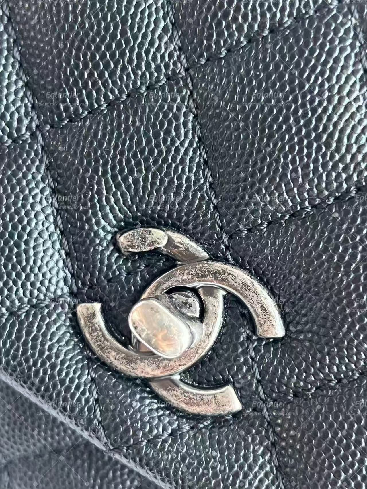 Chanel Coco Handle Top Handle Flap Bag small caviar black