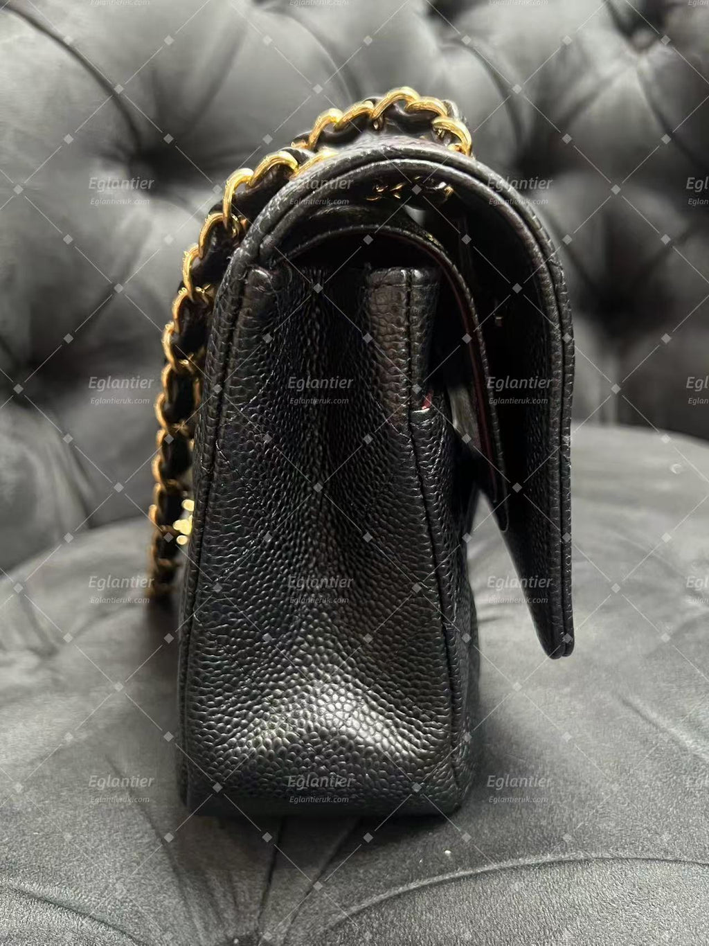 Chanel Timeless Classic Double Flap | Medium | Black Caviar | Gold Hardware | Pre-Owned| ID CARD