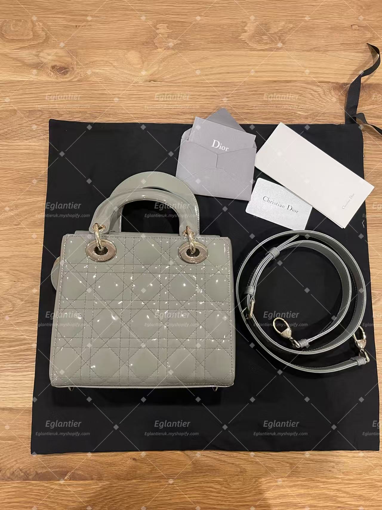 lady dior small gray patent