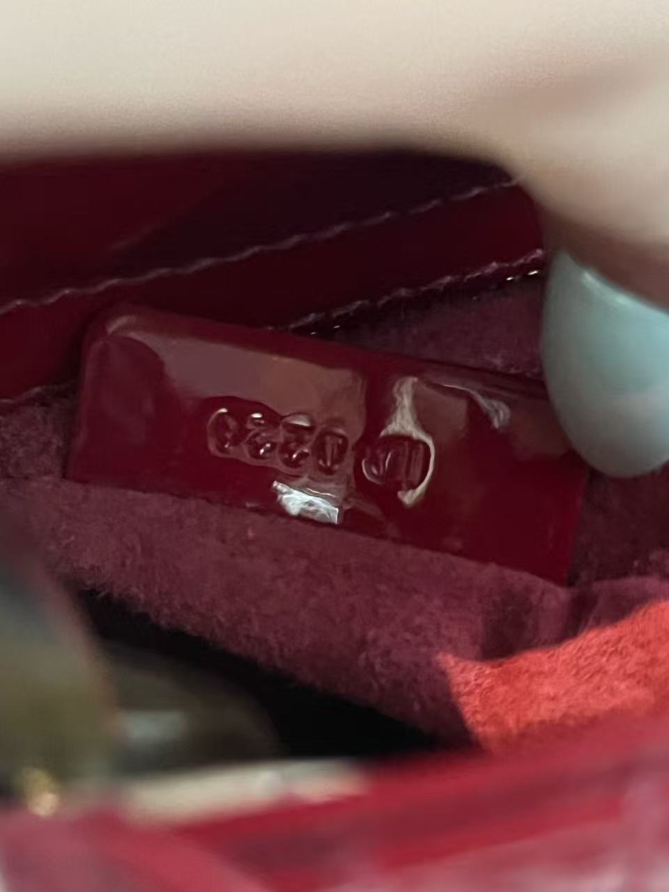 Lady dior mini red patent leather