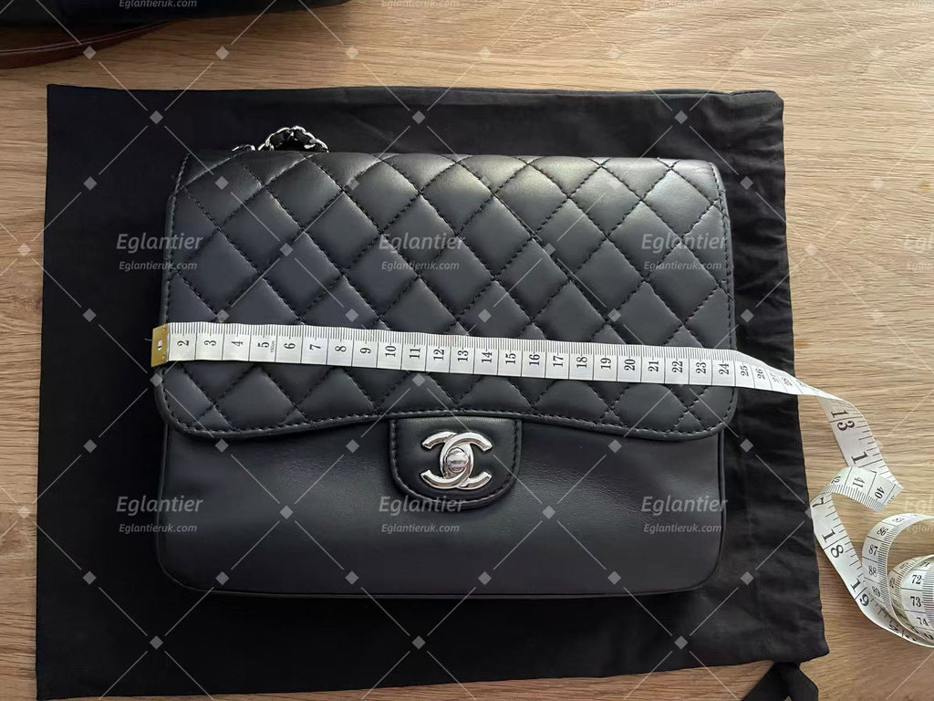 chanel black flap bag lambskin silver hardware