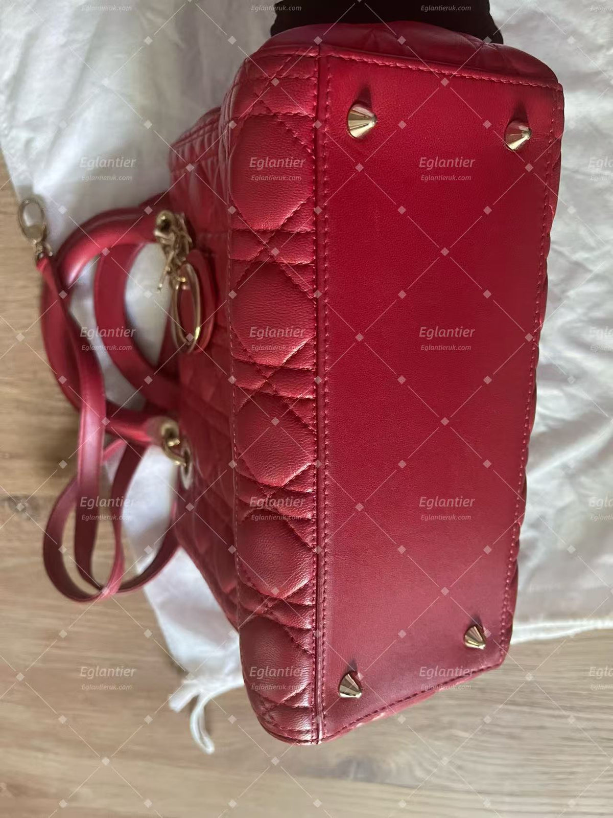 lady dior medium red lambskin