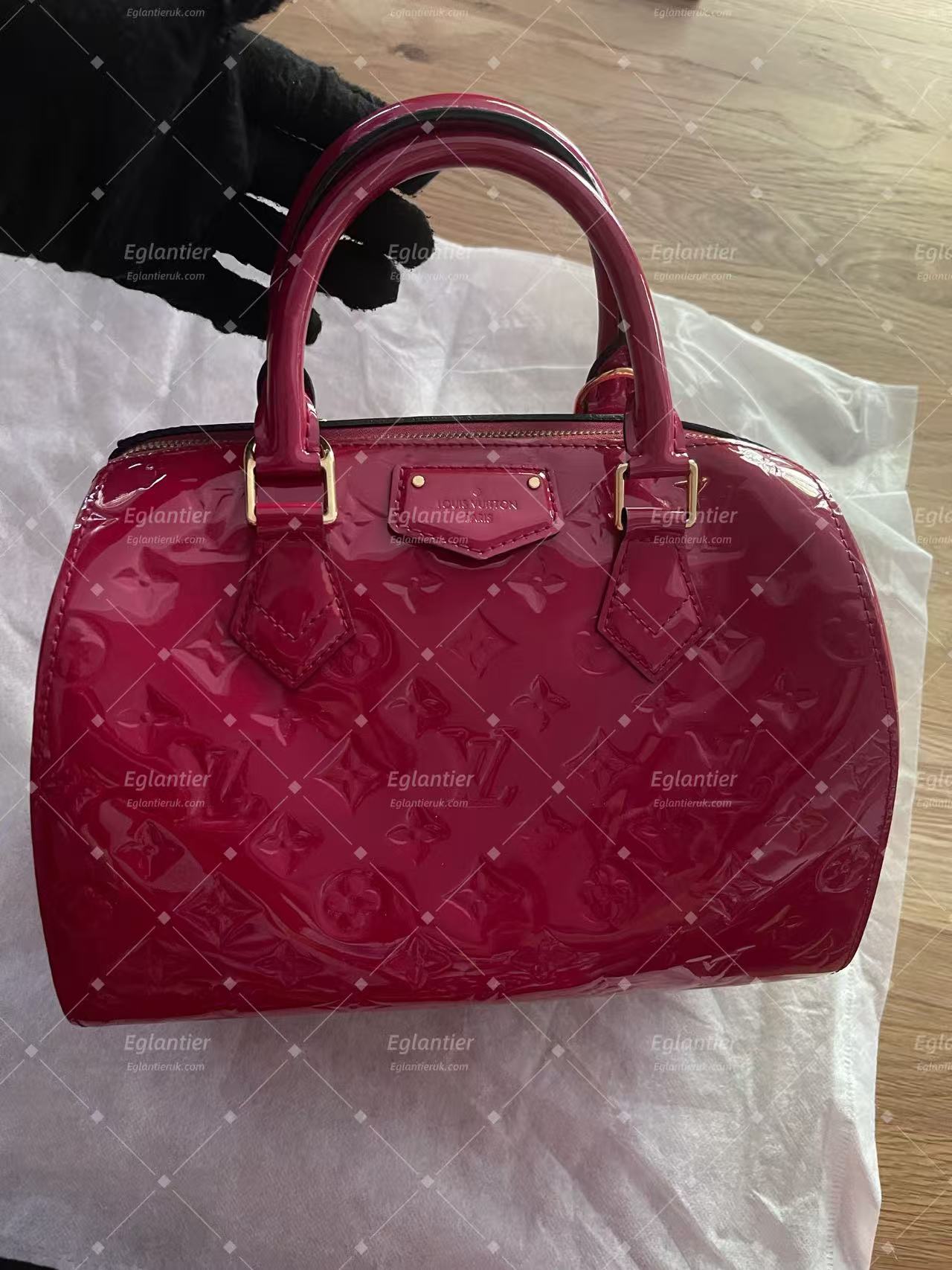 Louis Vuitton Speedy 30 Burgundy Patent Top Handle bag