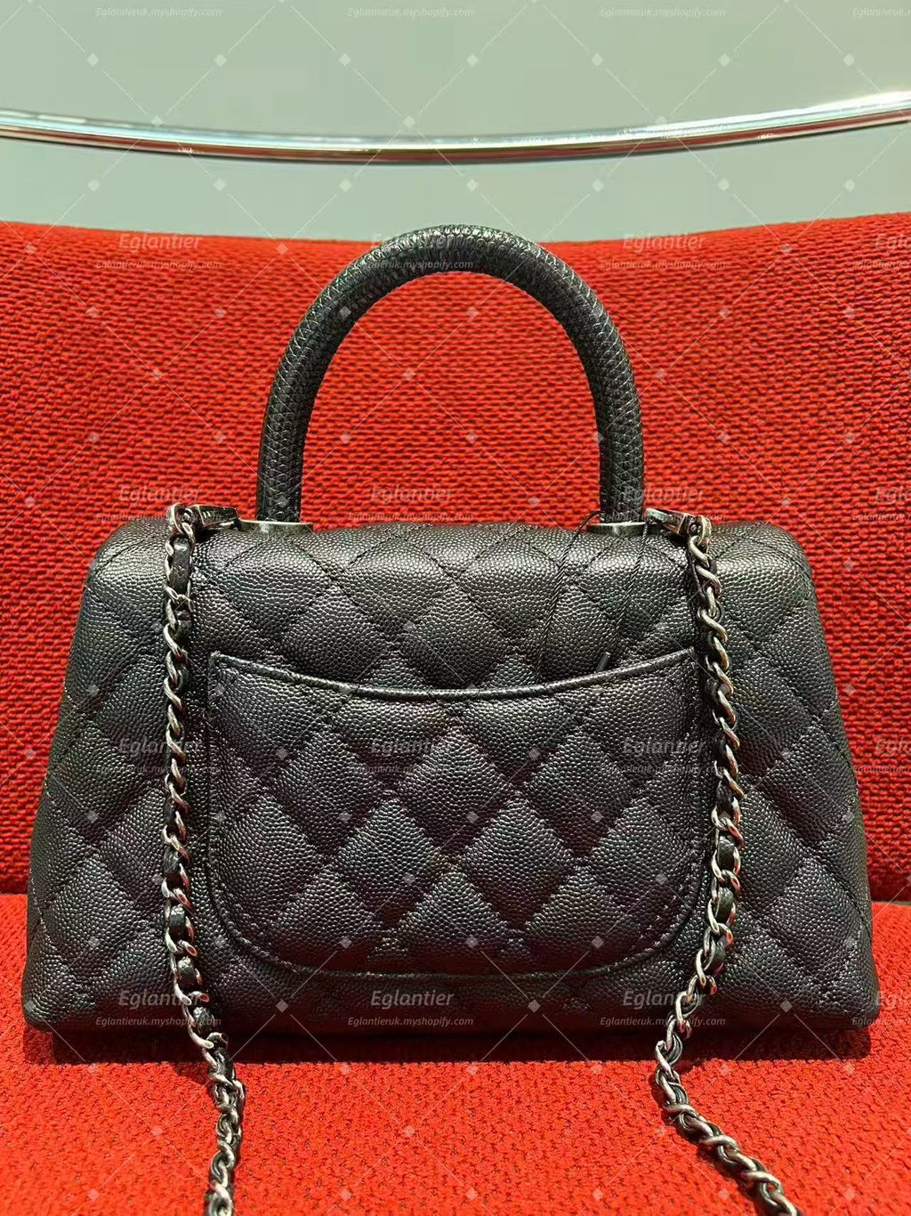 Chanel Coco Handle Top Handle Flap Bag small caviar black
