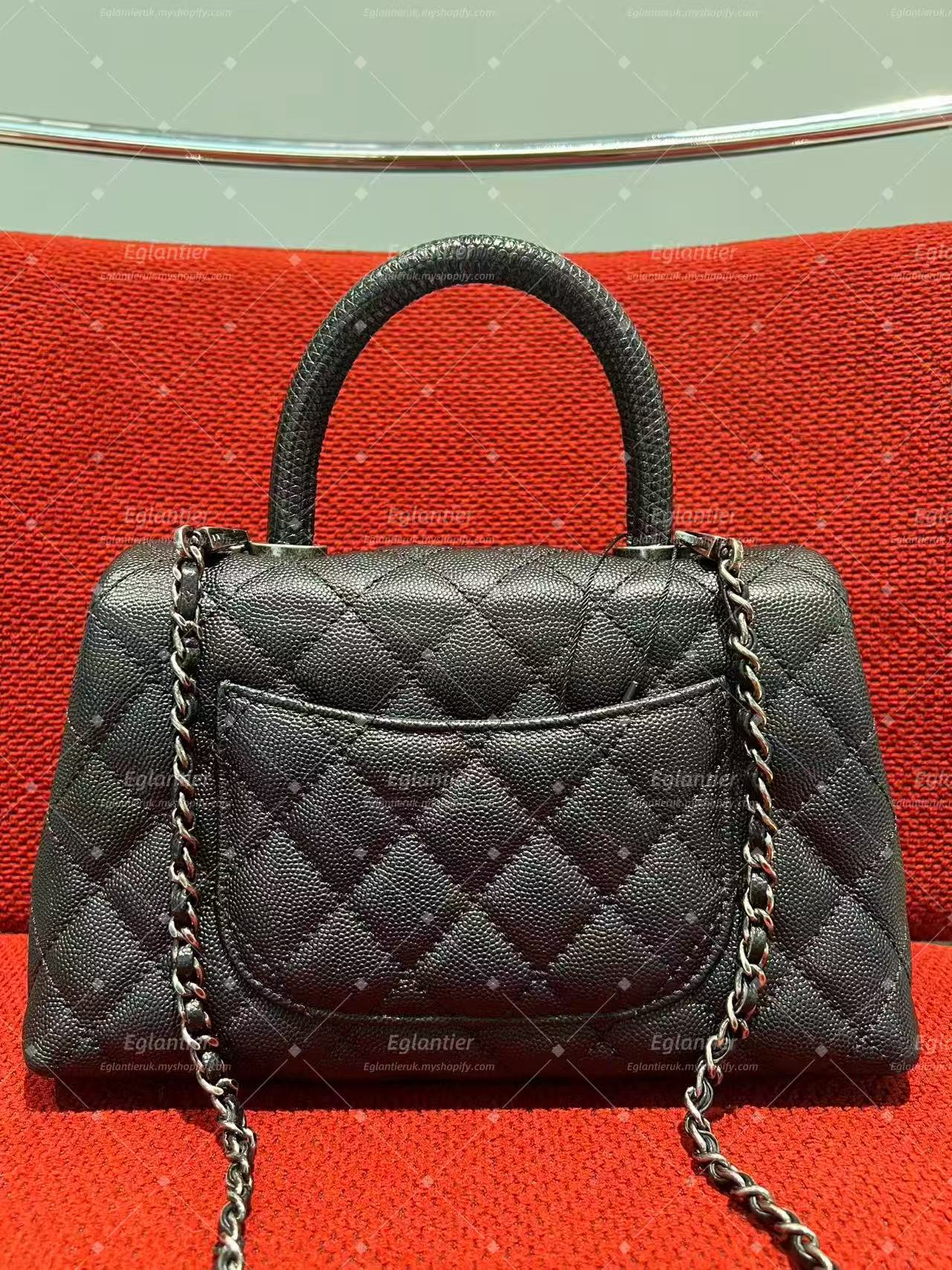 Chanel Coco Handle Top Handle Flap Bag small caviar black