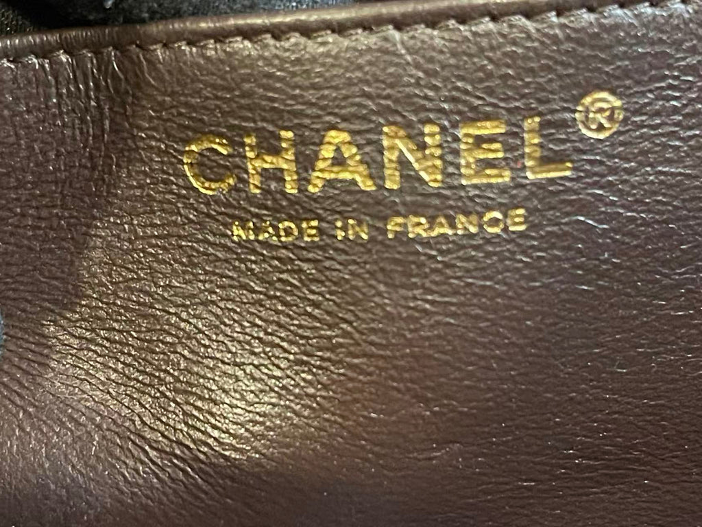 Chanel single flap bag Chocolate jumbo gold hardware lambskin
