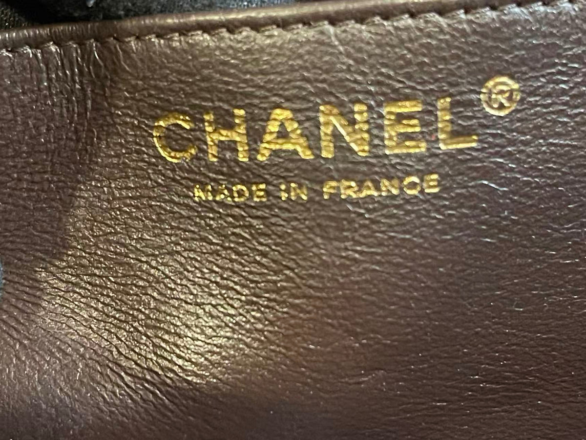Chanel single flap bag Chocolate jumbo gold hardware lambskin