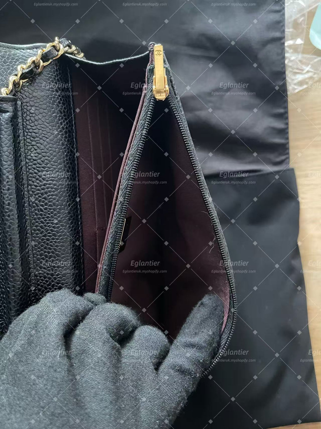 Chanel Timeless Wallet On Chain WOC caviar microchip gold hardware