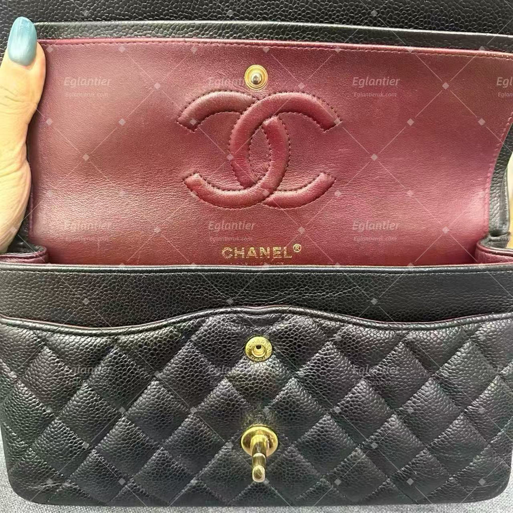 Chanel Timeless Classic Double Flap | Medium | Black Caviar | Gold Hardware | Pre-Owned| ID CARD