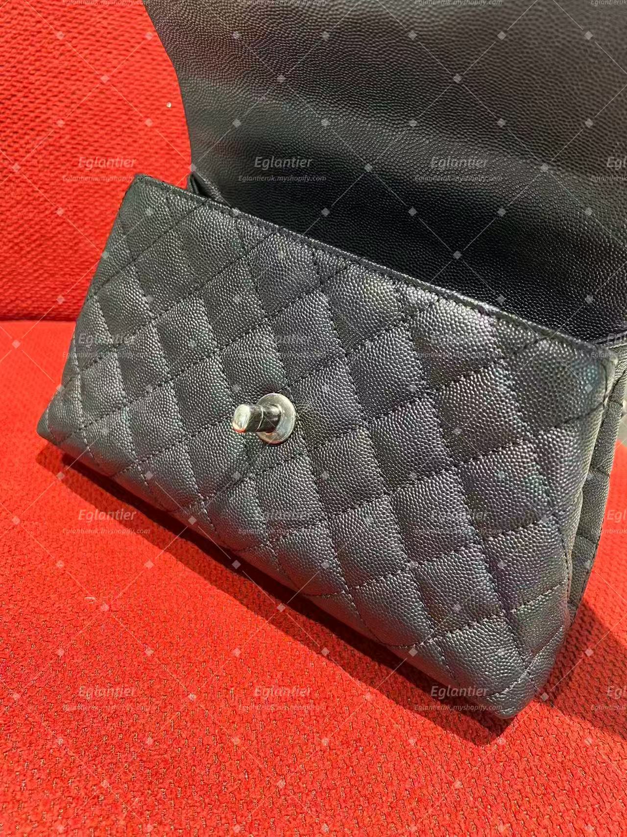 Chanel Coco Handle Top Handle Flap Bag small caviar black
