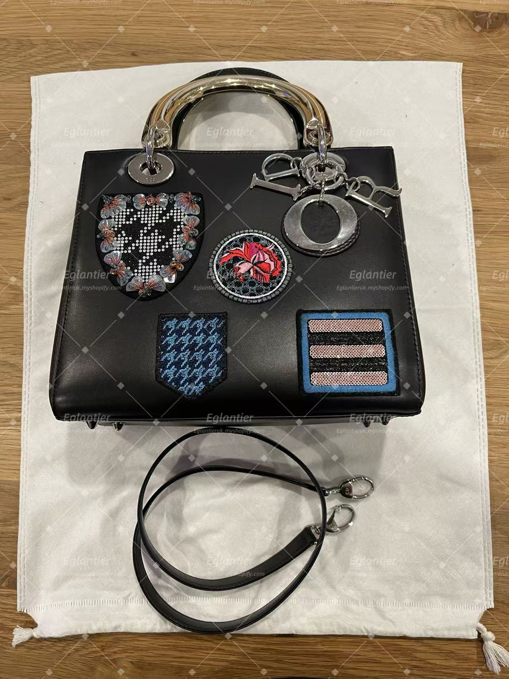lady dior medium calfskin black