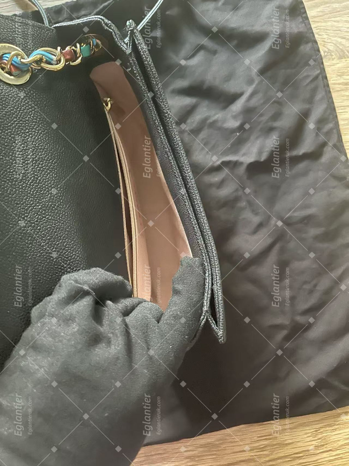 chanel small black flap bag with ID card gold hardware