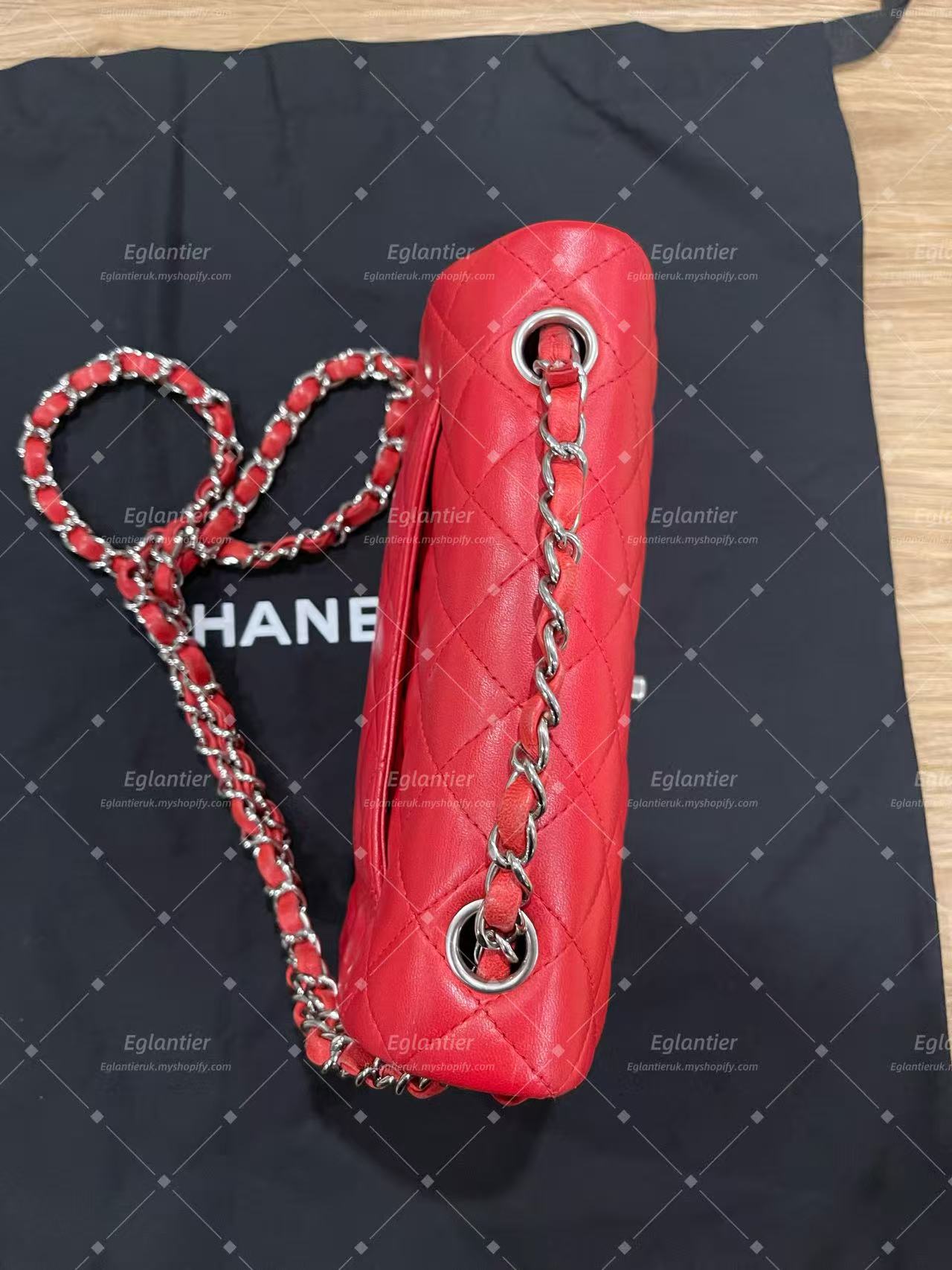 Chanel Timeless Classic flap mini rectangle lambskin red