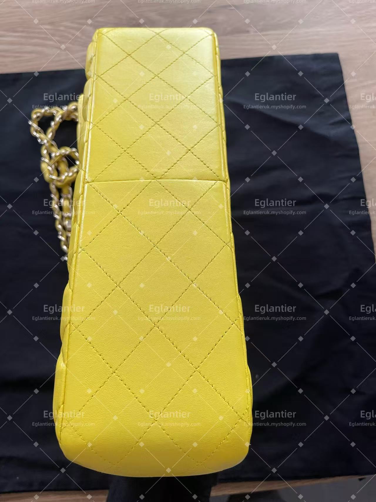 Chanel Timeless Classic double flap jumbo lambskin gold harware yellow