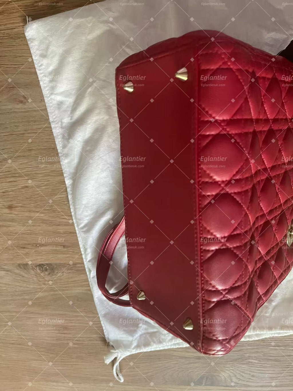 lady dior medium red lambskin