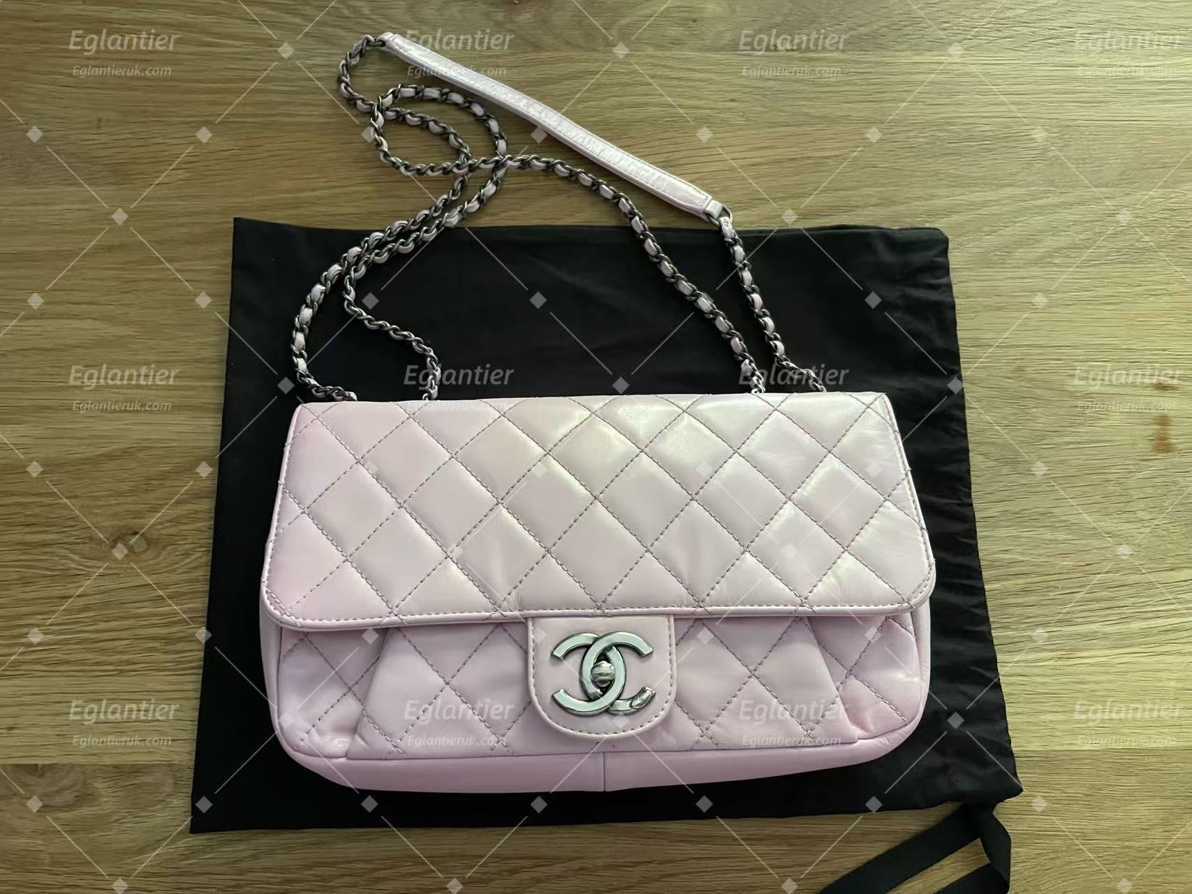 chanel flap bag  medium pink lambskin silver hardware