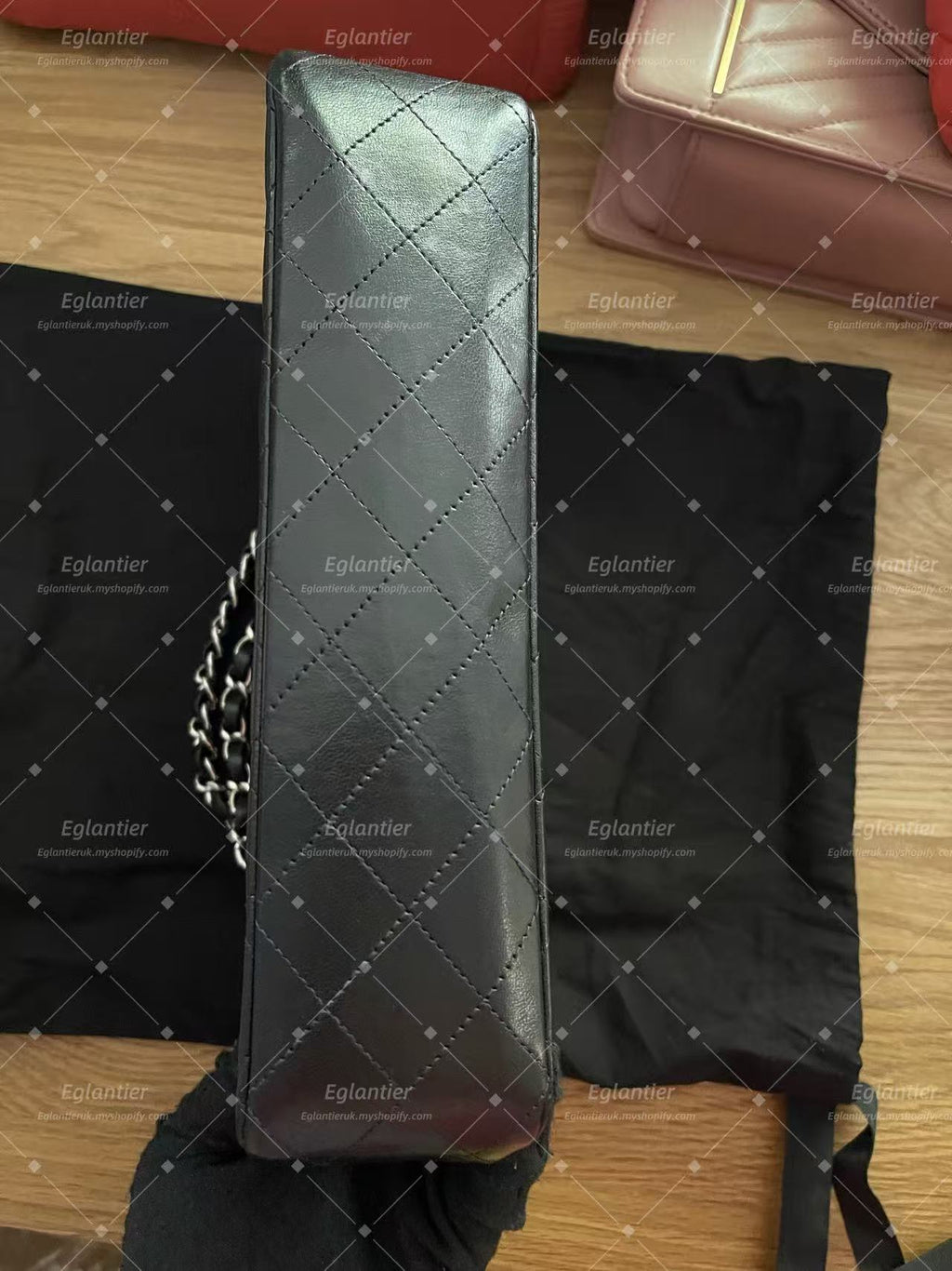 Chanel Timeless Classic double flap bag lambskin black medium silver hardware